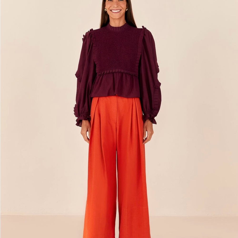 FARM Rio Vibrant Orange Wide-Leg Pants